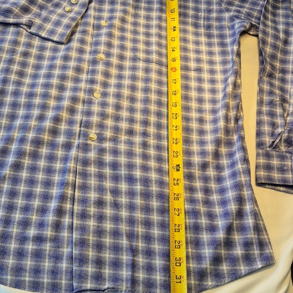 Paul Fredrick Long Sleeve Button Down Purple and White Plaid Men's Shirt - Picture 4 of 15